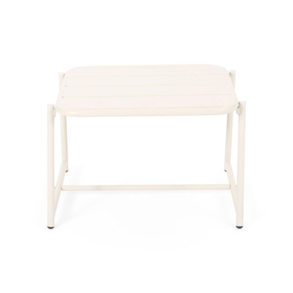 Outdoor Side Table With Metal Frame - White