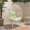 Cosmos - Round Hammered Iron Teardrop Chair - White / Green - Image 8