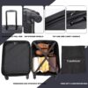 20" Carry On Luggage Lightweight Suitcase, Spinner Wheels - Black - Image 5