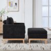 Farmhouse Upholstered Accent Chair With Ottoman Wood Base, Reversible Lid Coffee Table For Living Room - Black - Image 6