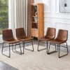 (Set of 4) Retro Chairs, Comfortable Bar Stools, Suitable For Industrial And Vintage Style Environments - Brown - Image 2