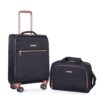 4 Piece Set (16/20/24/28), Softshell Suitcase Spinner Wheels Terylene Luggage Sets Carry On Suitcase Luggage Lightweight Durable Suitcase - Black - Image 17