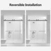 Frameless Double Sliding Soft-Close Shower Door, 3 / 8" Thick SGCC Tempered Glass Door - Brushed Nickel - Image 9