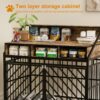 Wooden Dog Crate Furniture With Divider And Storage Drawers For Large Dogs - Rustic Brown - Image 11