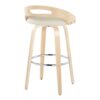 Cassis - Contemporary Fixed Height Barstool With Swivel With Round Footrest (Set of 2) - Natural / Cream - Image 4