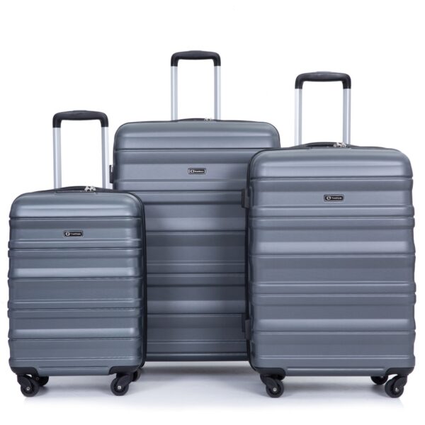 Expandable 3 Piece Luggage Sets Pc Lightweight & Durable Suitcase With Two Hooks, Spinner Wheels, Tsa Lock, (21/25/29) - Gray