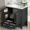 Bathroom Vanity With Single Sink, Combo Cabinet Undermount Sink, Bathroom Storage Cabinet With 2 Doors And A Drawer, Soft Closing, Multifunctional Storage, Solid Wood Frame - Black - Image 27