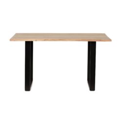 Dining Table With Top And Iron Frame - Natural / Black