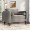 Amber - Velvet Lounge Chair - Brown / Gray - Image 10