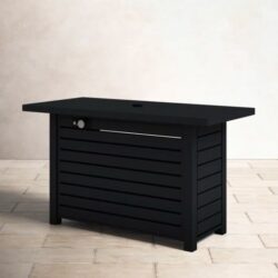 Propane / Gas Outdoor Fire Pit Table With Lid - Black