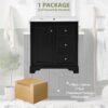 Bathroom Vanity Cabinet With Ceramic Basin, 3 Drawers And Adjustable Shelves - Black - Image 11