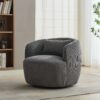 Upholstered Metal Base 360 Degree Swivel Barrel Soft Chair With Pillow, For Club, Living Room, Bedroom, Office As Well As Reading Armchair - Charcoal - Image 5