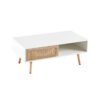 41.34" Rattan Coffee Table, Sliding Door For Storage, Solid Wood Legs, Modern Table For Living Room - White - Image 9