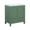 Bathroom Vanity With Single Sink, Combination Under Counter Sink, Bathroom Storage Cabinet With 2 Doors And A Drawer, Soft Closure, Multifunctional Storage - Green - Image 12
