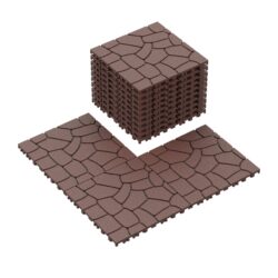 New Stone Texture Patio Deck Tiles, Diy Module Interlocking Decking Tiles Floor Tile, Easy And Quick Installation Court Tiles For Porch Poolside Balcony Backyard 44 Pieces - Red Brown