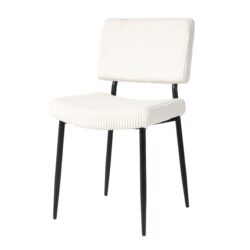 Modern Dining Chair Fabric Upholstered Chairs With Black Metal Legs For Home And Bedroom (Set of 2) - Beige