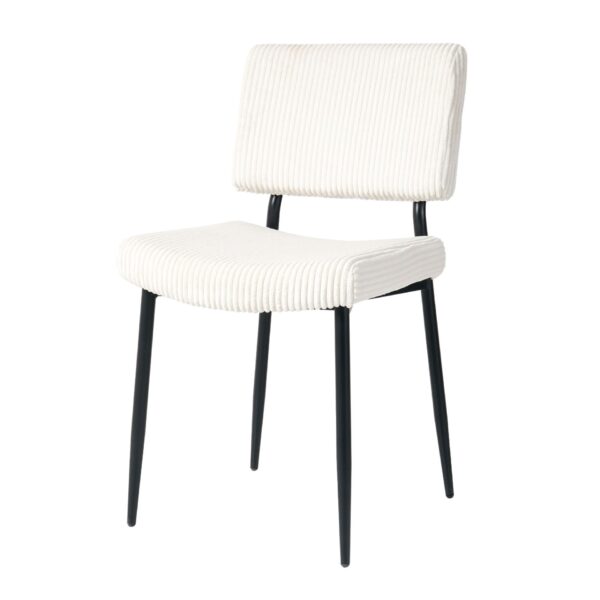 Modern Fabric Upholstered Dining Chair With Black Metal Legs (Set of 4) - Beige