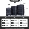 Expandable 3 Piece Luggage Sets Pc Lightweight & Durable Suitcase With Two Hooks, Spinner Wheels, Tsa Lock, (21/25/29) - Black - Image 3