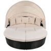 Outdoor Rattan Daybed Sunbed With Retractable Canopy Wicker Furniture, Round Outdoor Sectional Sofa Set - Black Wicker Furniture Clamshell Seating With Washable Cushions, Backyard, Porch - Beige - Image 4