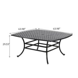 Square 8 Person 63.98" Long Dining Set With Navy Blue Cushions - Antique Navy Blue