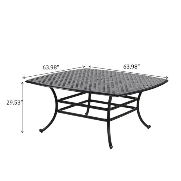 Square 8 Person 63.98" Long Dining Set With Navy Blue Cushions - Antique Navy Blue