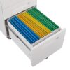 3 Drawer Mobile File Cabinet Under Desk Office, Simple Style Versatile Storage Cabinet For Legal / Letter / A4 Files, 5 Wheel Design Anti-Tilting Cold Rolled Steel Waterproof Moisture-Proof - White - Image 9