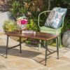 Rectangle Outdoor Coffee Table With Angled Tubular Legs And Wood Top - Black - Image 8
