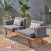 Outdoor Sofa With Cushions And Iron Legs - Dark Gray - Image 10