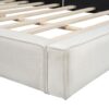 Queen Size Upholstered Platform Bed, Grounded Bed With Solid Frame - Beige - Image 6