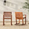 Contemporary 2 Piece Solid Wood Slat Back Patio Dining Chairs - Brown - Image 4