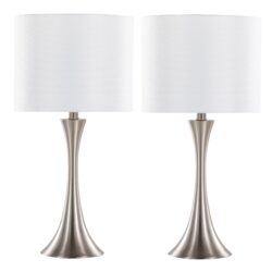 Lenuxe - Contemporary Semi Gloss Table Lamp (Set of 2) - Nickel / White