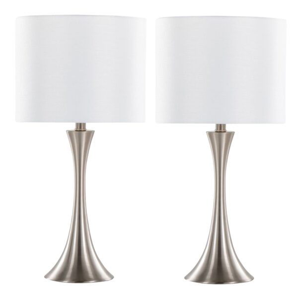 Lenuxe - Contemporary Semi Gloss Table Lamp (Set of 2) - Nickel / White