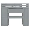Twin Size Loft Bed With Desk, Wardrobes, 4 Drawers And 4 Shelves Construction - Gray - Image 9