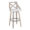 Charlotte - Farmhouse Fixed Height Barstool With Swivel & Round Footrest (Set of 2) - Light Gray / Cream - Image 2