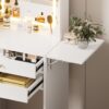 Contemporary Small Space Vanity Table Set With Adjustable Lighted Mirror And Storage Chair - White - Image 5