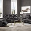 Braylon - Magnetite Synthetic Leather Manual Recliner Sofa - Brown - Image 3