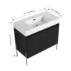 Minimalist 36" Freestanding Bathroom Vanity With Resin Sink And Storage Cabinet - Dark Oak - Image 3