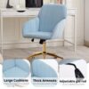 Adjustable Office Chair, Ergonomic Swivel Chair With Golden Base, Comfortable For Long Sitting - Baby Blue - Image 12