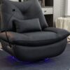 270 Swivel Glider Recliner Chair, Power Recliner Rocking Chair, USB Port Charge For Nursery Chair With Atmosphere Lamp For Living Room Bedroom Apartment - Black - Image 2