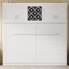 Queen Size Murphy Wall Bed With Top Cabinets & Wine Rack - White - Image 24