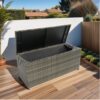 Outdoor Storage Box, 113 Gallon Wicker Patio Deck Boxes With Lid, Outdoor Cushion Storage For Kids Toys, Pillows, Towel, Wicker - Gray - Image 2