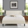 Aspen - Queen Vertical Tufted Modern Headboard Platform Bed Set - Cloud White - Image 10