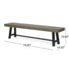 Outdoor Patio Bench - Gray / Rustic Metal - Image 2