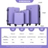 Luggage 4 Piece Lightweight Suitcase With Rotating Wheels, 24" And 28" With Tsa Lock, (16/20/24/28) - Light Purple - Image 3