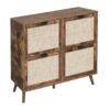 4 Door Shoe Rack, Freestanding Modern Shoe Storage Cabinet, For Entryway - Burly Wood - Image 9