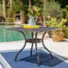 Enchantia - Outdoor Square Dining Table With Weave Tabletop And Flared Legs - Copper - Image 4