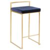 Fuji - Contemporary / Glam Stackable Counter Stool (Set of 2) - Gold / Blue - Image 2