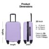 20" Carry On Luggage Lightweight Suitcase, Spinner Wheels - Lavender Purple - Image 3