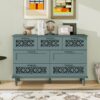 7 Drawer Cabinet, American Furniture, Suitable For Bedroom, Living Room, Study - Dark Green - Image 2