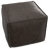 Sheffield - Square Pouf - Distressed Dark Brown - Image 2